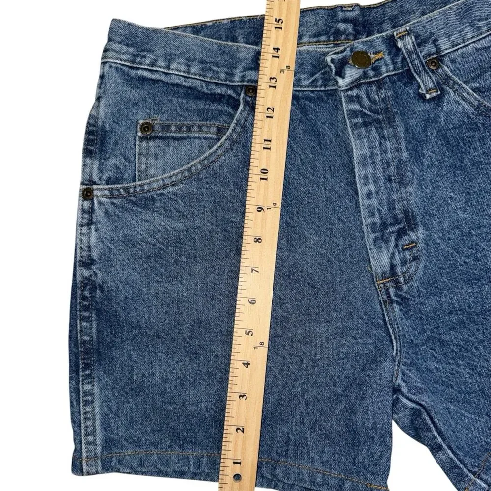 Wrangler Denim Shorts Womens 34 High Rise Blue Jean 5 Pocket Classic - Picture 3 of 5